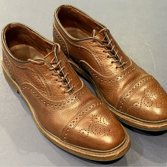 Allen Edmonds Strandmok Shoes Mens 10.5 D Brown Leather Oxford Brogue Danite - Picture 1 of 12